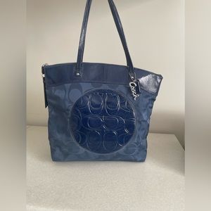 Beautiful Navy Coach Tote - Like New